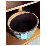 Hand painted Wooden Bucket w Horse Scene