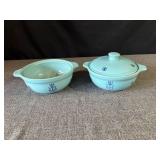 Set of 2 Vintage Cronin Blue Tulip Casserole
