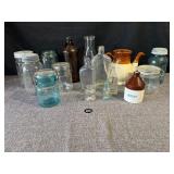 Assortment of Vintage Glass Bottles