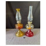2 Glass Oil Lamps