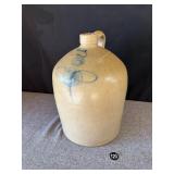 3 Gal Salt Glaze Jug w Blue Stinger