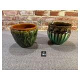 Art Nouveau Ceramic Majolica Planters, Weller