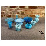 Collection of Vintage Blue Glass, Fenton & More