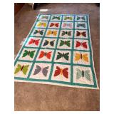 Handstitched Quilt No.6, Butterfly Pattern 66"x97"