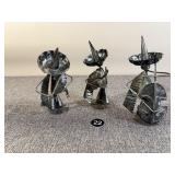 Set of 3 Mid-Century Sculpted Metal Mariachi Band
