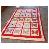 Handstitched Quilt No. 16, Butterfly 71"x91