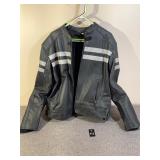 Reflective Armored Leather Moto Riding Jacket