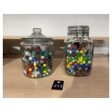Assortment of Marbles in Glass Jars