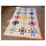 Handstitched Quilt No. 9, 65"x96" Star Pattern