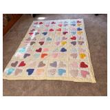 Handstitched Quilt No. 15, 2-Sided Heart 68"x86"