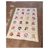 Handstitched Lap Quilt No. 20, Floral 41"x59