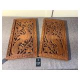 Handcrafted Carved Wood Peacock Wall Art