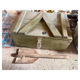 Wooden Military Surplus Ammo Box & Folding Shovel