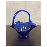 vintage cobalt blue Fenton Art Glass basket