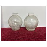 2 vintage clear glass globe coin banks