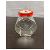vintage Nash Mustard 'Kiddy Bank' glass jar