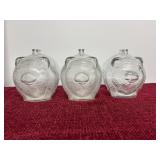 3 vintage Anchor Hocking clear textured glass pigg