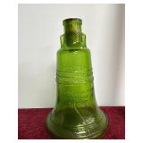 vintage green glass liberty Bell bottle by Wheaton