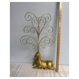 decorative gold metal reindeer card holder or orna