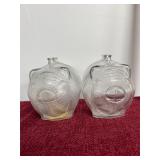 2 vintage Anchor Hocking textured clear glass pigg