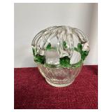 Victorian Hand-blown glass crown Flower Frog Vase