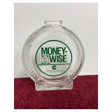 Vintage Clear Promotional Coin Bank for Money-Wise