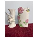 2 Collectible ceramic hummingbird vases