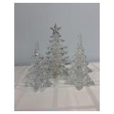 3 Clear glass & plastic Christmas trees