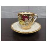 Vintage German lusterware souvenir teacup & differ
