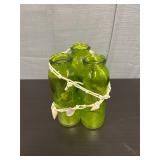 Decorative green glass wrapped with rope & shells