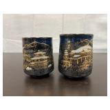 pair of Kyoto Kiyomizu-yaki (Kiyomizu ware) Japane
