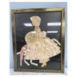 Vintage 1927 handmade ribbon girl in frame