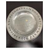 Wilton Armetale alphabet and numbers child's plate