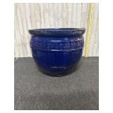 Vintage French Modern Blue Glazed Ceramic planter