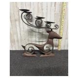 welded iron reindeer candela holder