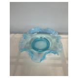 vintage Fenton Blue Opalescent hobnail glass dish