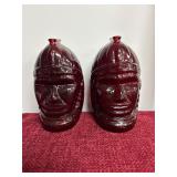 2 Vintage Ruby Red Wheaton Glass Lenape State Bank