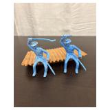 2 blue plastic Civil War Union Cavalry riders with