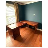 L-shaped wooden office desk