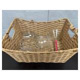 Wine glasses & woven basket