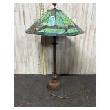 Tiffany-style aqua daffodil table lamp