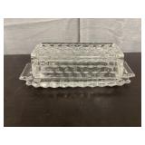 Vintage clear glass covered butter dish