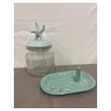 Costal decorative jar and jewelry holder