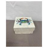 Kubla Craft blue crab keepsake box made from capiz