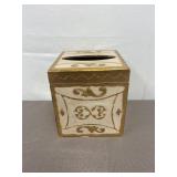 Gold colored vintage-print tissue box