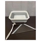Collapsible dish rack, brush & corner rack