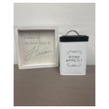 Decorative tin and wooden sign