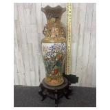 Japanese Satsuma style porcelain fluted vase with