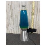 Large lava lamp with blue water and green wax