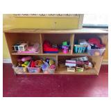 Wood shelf with contents